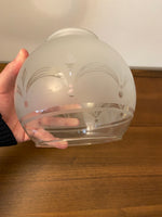 Vintage Glass Globe Lamp Shade Art Deco Pattern Frosted and Clear Replacement