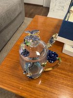 BTaT Brew To Tea A Cups with Lids Spoons Butterfly Flowers Design Glass Set