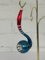 Vintage Blown Mercury Glass Patriotic Christmas Pipe Ornament – Made in Czechoslovakia READ