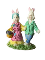 Vintage Lighted Easter Bunnies Village Set of 7