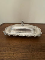 Vintage Ornate Rectangular Silver-plated Lidded Butter Dish