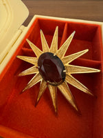 Vintage Vans Authentic Gold-tone Smoky-tone Rhinestone Starburst Brooch Pin