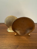Vintage Leonard Solid Brass Seashell Bookends Silver Mfg. Co