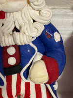 Christmas Ornaments Americana Style Patriotic Santa Claus-Uncle Sam Set of 4