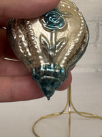 Vintage West Germany Victorian Lady Rose Gold Blown Glass Christmas Ornament