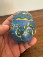 Vintage Chinese Cloisonné Trinket Box Egg Shaped with Dragons