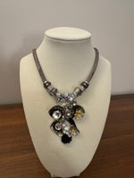 Belle Miss Chunky Enameled- Rhinestone Pendant Necklace Fashion Jewelry