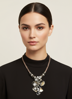 Belle Miss Chunky Enameled- Rhinestone Pendant Necklace Fashion Jewelry