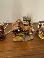 Porcelain Lighted Halloween Village Set of 4