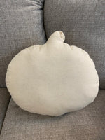 Shabby Chic Canvas Throw Pillow Embroidered Pumpkin Fall- Halloween Decor
