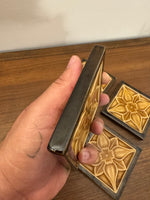 Vintage Ceramic Floral Majolica Style Tile Coaster Set of 4