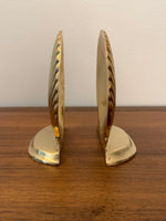 Vintage Leonard Solid Brass Seashell Bookends Silver Mfg. Co