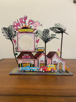 Popular Creations Tin Art Sculpture Candle Luminary Surf City Motel