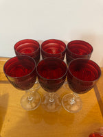 Vintage Ruby Crystal D'Arques-Durand Wine Goblets Set of 6