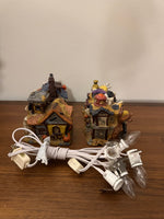 Porcelain Lighted Halloween Village Set of 4