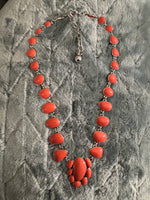 Vintage Orange Enamel Metal Fashion-Costume Necklace