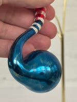 Vintage Blown Mercury Glass Patriotic Christmas Pipe Ornament – Made in Czechoslovakia READ