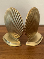 Vintage Leonard Solid Brass Seashell Bookends Silver Mfg. Co