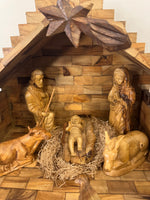 Olive Wood Hand-carved Nativity Set and Manger READ
