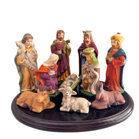 Porcelain Nativity Set with Wooden Base