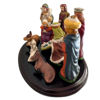 Porcelain Nativity Set with Wooden Base