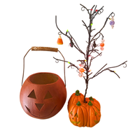 Halloween Jack-lantern Basket and Wire Tree