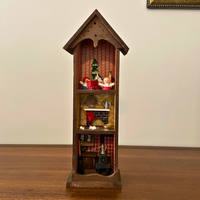 Vintage Christmas Diorama Wooden Miniatures Shelf Doll-House Holiday