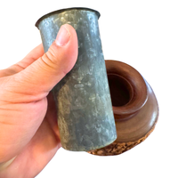 Hand-Turned Vintage Wood Vase With Metal Removable Interior Feature Rustic Bark