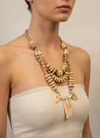 Vintage Multi Strand Carved Bone Necklace