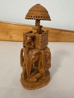 Hand-carved Wood Howdah Elephant-Indian Figure