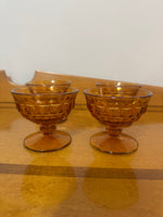 Vintage Amber Glass Whitehall Footed Dessert Cups Set of 4