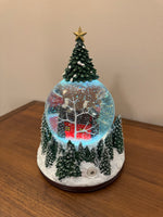 Snow Globe with Red Cabin LED Musical Animated Glitter
