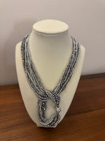 Silver Tone Multi-strands Crystal-Glass Necklace and Bracelet