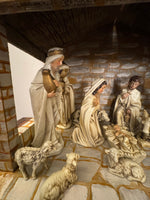 Vintage Nativity Set Japan Papier Mache with Handmade Manger