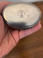 Limoges France Chanill Cat Porcelain-Pewter Trinket Box