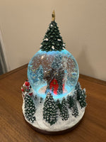 Snow Globe with Red Cabin LED Musical Animated Glitter