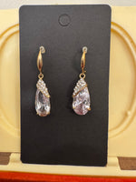 Gold-tone Crystals Teardrop Dangle Earrings