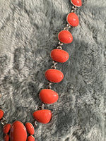 Vintage Orange Enamel Metal Fashion-Costume Necklace