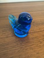 Vintage Art Blue Glass Blue Bird Figurine