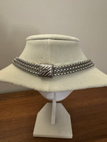 Stylish MX Silvertone Triple Strand Necklace Fashion Jewelry