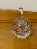 Handmade Clear Glass Art Paperweight Apple Shaped