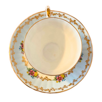 Royal Grafton English Bone China Cup and Saucer Floral Garlands Gilded Vines