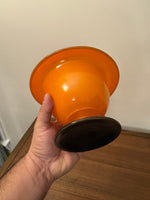 Vintage Czech Glass Halloween Hues Yellow-Orange Black Stem Bowl-Vase