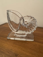 Clear Glass Seashell Shaped Nautilus Vase Bookend