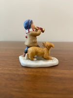 Vintage Geo Z Lefton Hand Painted Child and Dog 12224B Christmas Decor