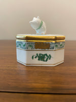 Herend Hungary Octagon Shaped Porcelain Trinket box Kitten 6074/AV