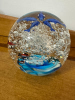 Handmade Glass Art Paperweight Sea-world-Waive in Clear
