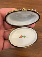 Vintage Limoges Chamart France Sleeping Cat Trinket Box