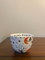Halloween Witch Dog Mug – Purple Witch Hat, Bats & Pumpkins Ceramic Cup