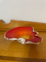 Glass Orange-Golden-tone Ashtray Decorative Bowl
